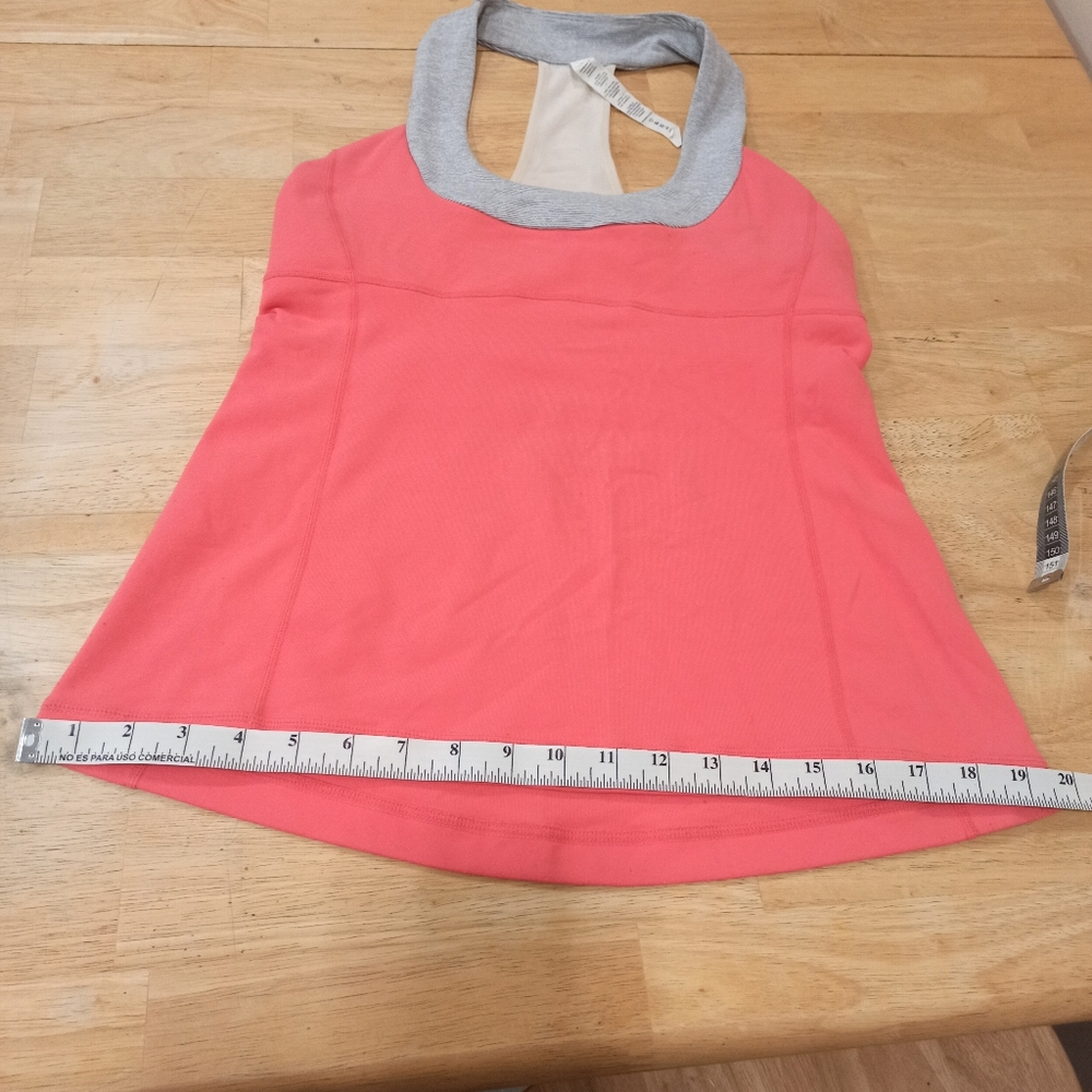 Lululemon Peach / Gray Racerback Tank Top Built In Shelf Bra Active Yoga Size 8 - Picture 13 of 14